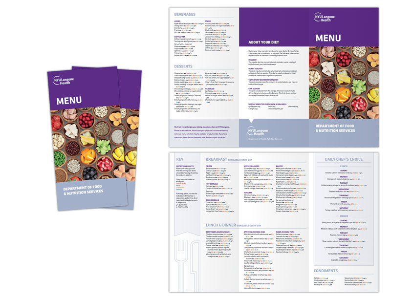 Cafeteria Menu by NYU Langone Health, Print and Design Services