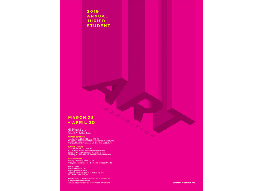 2019 Student Exhibition Poster by University of Northern Iowa Department of Art