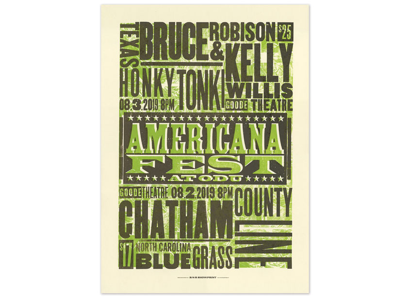 Americana Fest Letterpress Poster by R-N-R Showprint