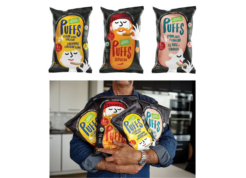 GOGO Quinoa Puffs Packaging by Pigeon Brands