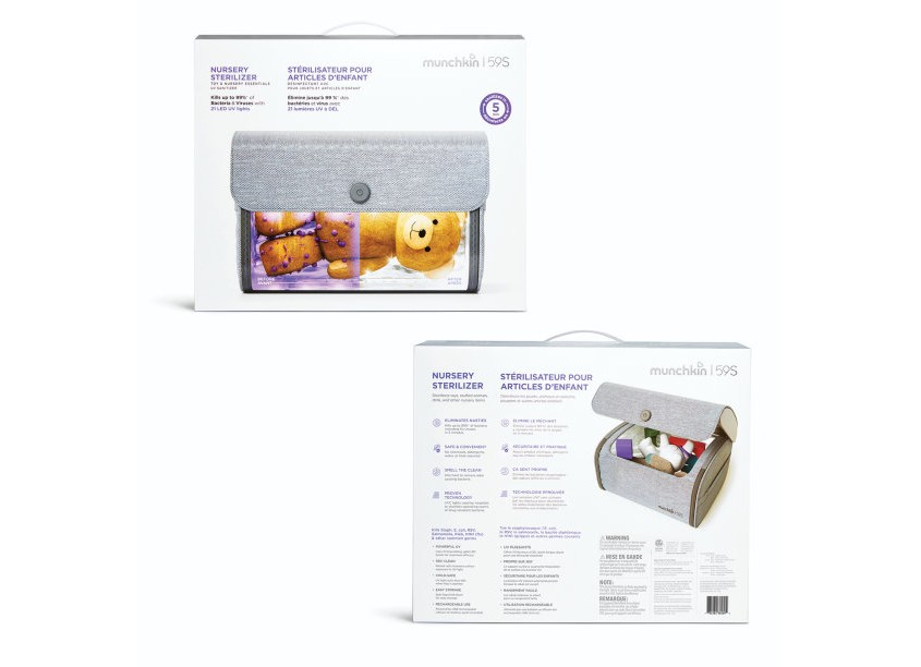 Munchkin Brand Design 59S Nursery & Toy Sterilizer Package Design
