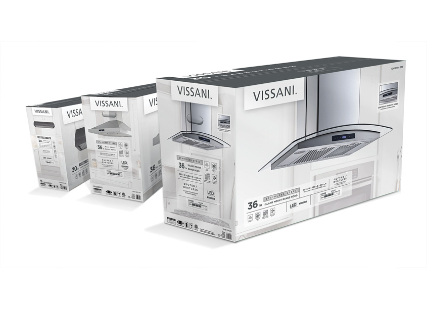 Vissani Range Hoods Private Label Packaging by The Home Depot