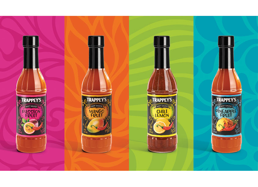 One Flight Up Design Trappey’s Fruit Hot Sauces