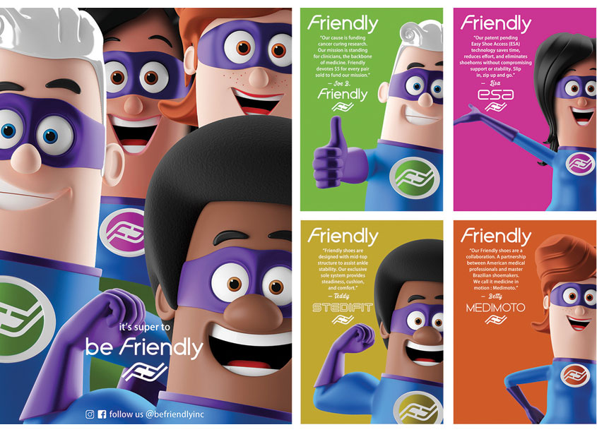 Friendly Shoes Superheroes Branding and P-O-P by Designcog