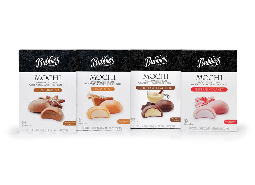 Bubbies Mochi Holiday Packaging by Mark Oliver Inc.