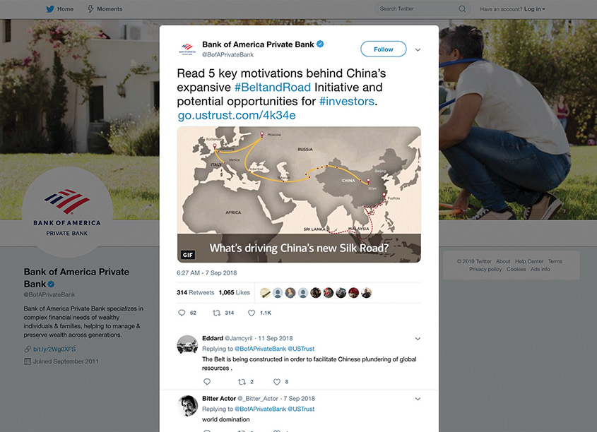 U.S. Trust - China's New Silk Road Twitter Post by Bank of America