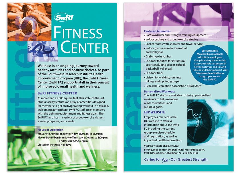 Fitness Center Brochure by Southwest Research Institute (SwRI), Media Production Services