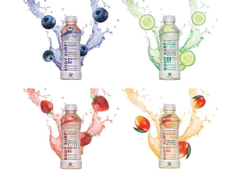 Body Surf Vitamin-Infused Flavor Water Packaging by QNY Creative